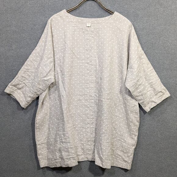 Linenbee Linen Tunic Top Womens Plus O/S Cream Lagenlook Oversized Neutral - Picture 1 of 10
